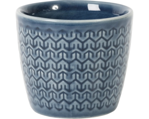 Modrý kvetináč so vzorom
