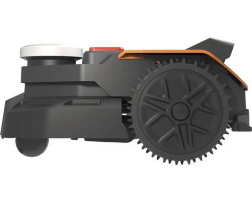 Bočný pohľad na robotickú kosačku