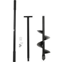 Zemný vrták s rukoväťou, vŕtacou hlavou a upevňovacím materiálom