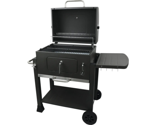 Gril na drevené uhlie s odkladacou plochou a kolieskami