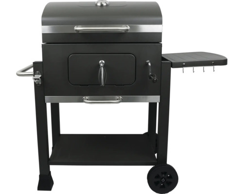Gril na drevené uhlie s odkladacou plochou a kolieskami