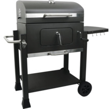 Gril na drevené uhlie s odkladacími plochami a kolieskami