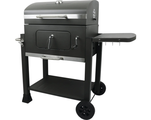 Gril na drevené uhlie s odkladacou plochou a kolieskami