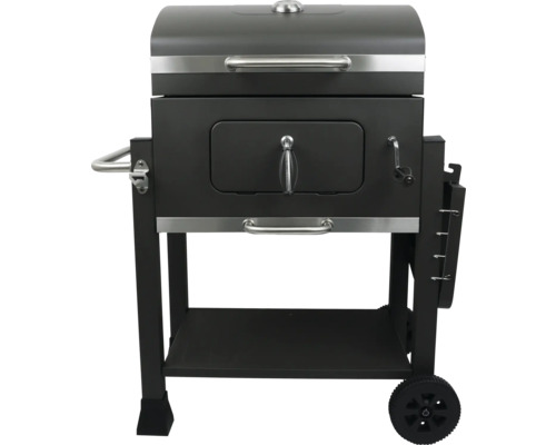 Gril na drevené uhlie s vekom, dvierkami a úložným priestorom