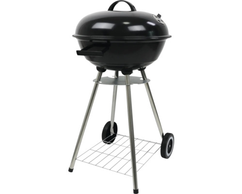 Guľatý gril s vekom, ukazovateľom teploty a odkladacou mriežkou