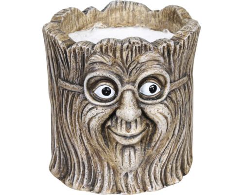 Dekoratívny kvetináč Erik Ø 18 x 20 cm hnedý Kvetináč s tvárou a okuliarmi z umelého kameňa