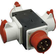 Trojitá nástenná zásuvka s päťpólovou zástrčkou