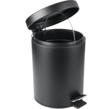 Otvorený, okrúhly, čierny odpadkový kôš s pedálom