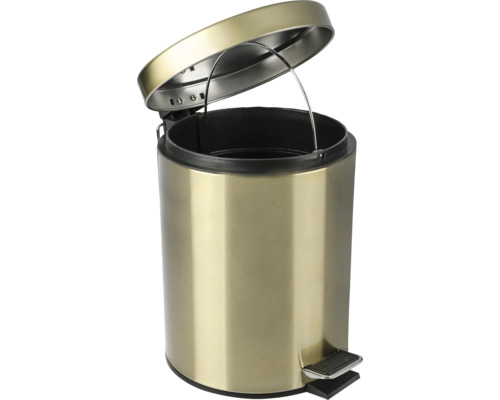 Otvorený zlatý odpadkový kôš s pedálom na vnútorné použitie