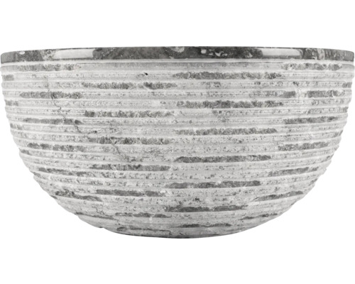 Dekoratívna kamenná miska na rastliny s ryhovanou textúrou