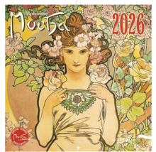 Kalendár Alphonse Mucha 2026 s motívom ženy a kvetmi