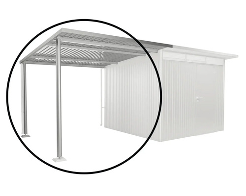 Kovový carport s podperami a strechou