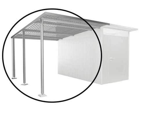 Bočná strecha L pre záhradný domček Prístrešok s oceľovými stĺpikmi