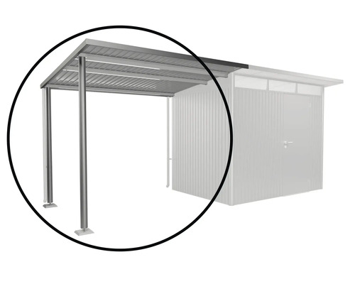 Kovový prístrešok pre auto so stĺpikmi na montáž na budovu