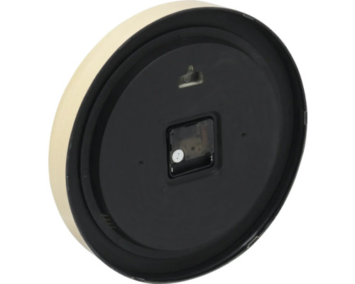 Zadná strana nástenných hodín so závesom a hodinovým strojčekom