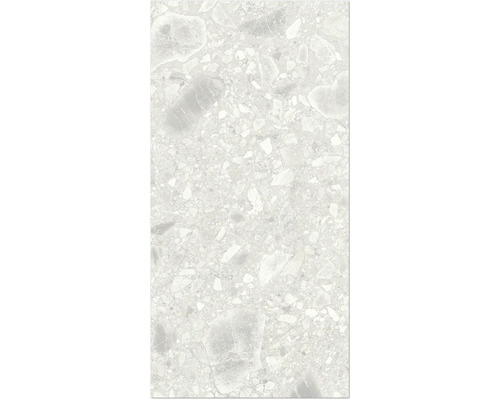 Detailný záber dlaždice s terazzovým vzhľadom