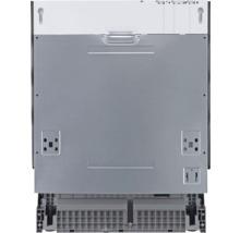 Zadný pohľad na umývačku riadu zobrazujúci detaily inštalácie a pripojenia.