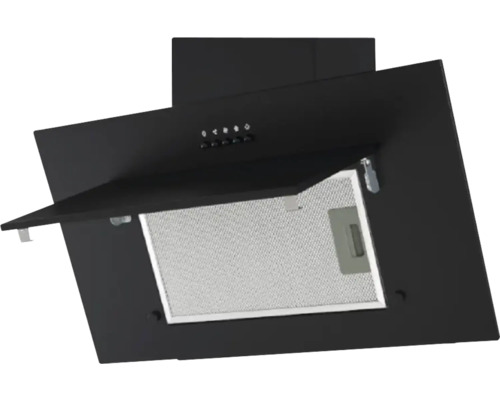 Čierny digestor s kovovým tukovým filtrom