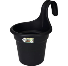 Čierny plastový závesný kvetináč s hákom na upevnenie