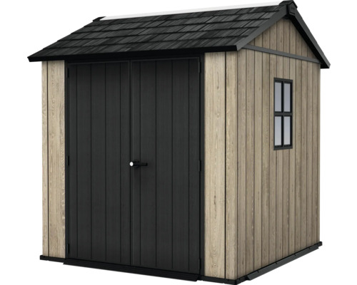 Záhradná búda s dvojkrídlovými dverami a oknom