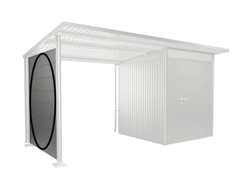 Kryté parkovacie státie s bočnou stenou a kôlňou na náradie