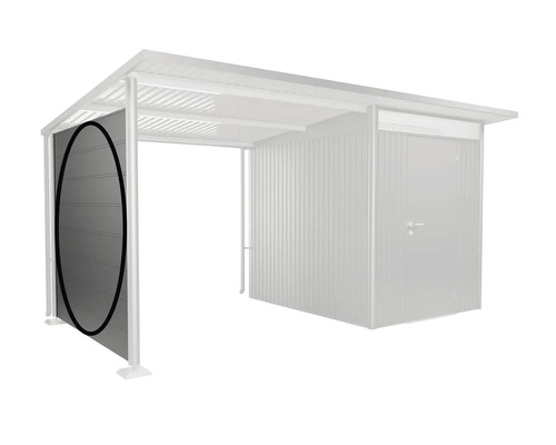 Bočná stena kôlne na náradie na ochranu proti vetru a súkromiu.