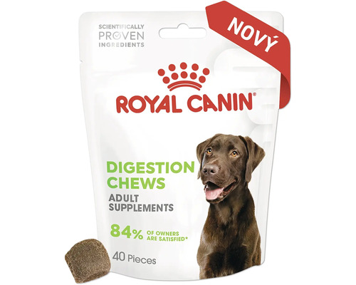 Doplnok stravy pre psov
Royal Canin Suplement Digestion chews adult Royal Canin žuvacie maškrty na trávenie pre psov, doplnkové krmivo pre dospelých psov, 40 kusov