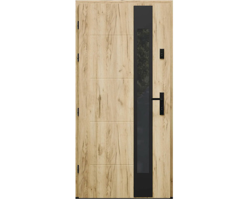 Vchodové dvere so sklenenou vložkou a drevenou štruktúrou