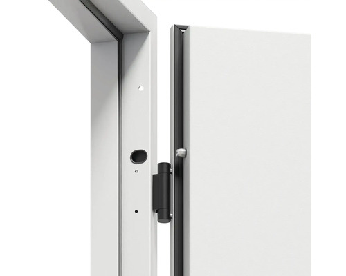 Detail dverí s rámom a závesmi