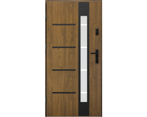 Vchodové dvere Opal S68 tmavý antracit 80 Ľ otváranie dovnútra Vchodové dvere so skleneným prvkom a vodorovnými dekoratívnymi prvkami