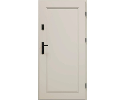 Vchodové dvere Fryda P55 kašmír 80 P otváranie dovnútra Biele interiérové dvere s čiernou kľučkou