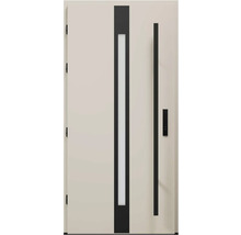 Moderné vchodové dvere so sklenenou vložkou a tyčovým držadlom