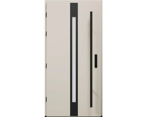 Moderné vchodové dvere so sklenenou vložkou a tyčovým držadlom