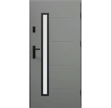 Sivé vchodové dvere s presklenou časťou