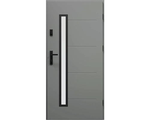 Vchodové dvere Kalcit antracit 80 P otváranie dovnútra Sivé vchodové dvere s presklenou časťou