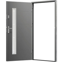 Otvorené vchodové dvere so sklenenou vložkou a bočnou kľučkou