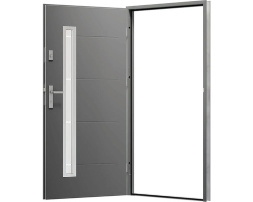 Otvorené vchodové dvere so sklenenou vložkou a bočnou kľučkou