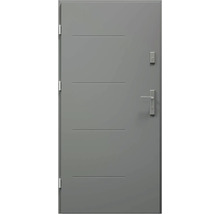 Moderné vchodové dvere s vodorovnými líniami a nerezovým kovaním