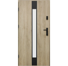 Drevené dvere so sklenenou vložkou a čiernym rámom