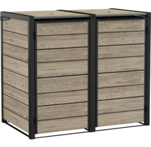 Dvojitý box na odpadkové koše z kovu a dreva