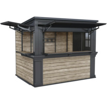 Drevený predajný stánok so sklopnými oknami