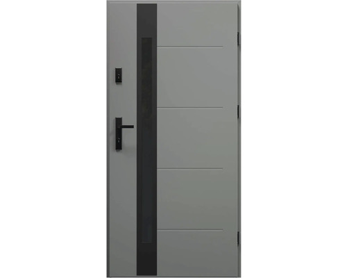 Vchodové dvere Onyx P55 antracit 80 P otváranie dovnútra Moderné vchodové dvere s priamočiarym dizajnom a kľučkou