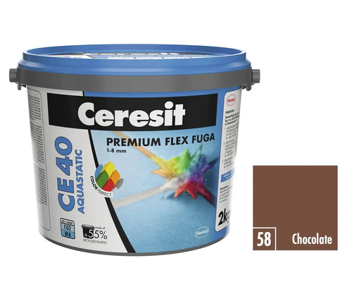 Ceresit Premium Flex Fuga CE 40 Aquastatic vo vedre s farebnou vzorkou čokoláda