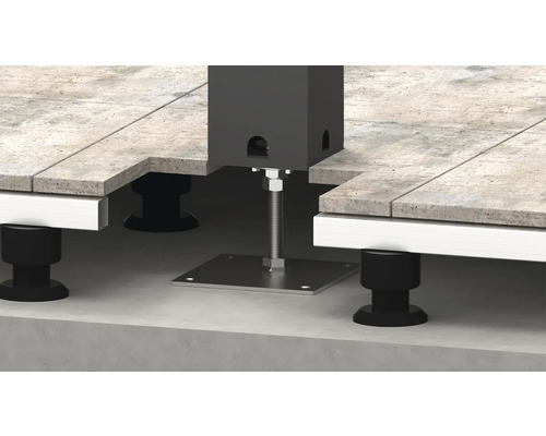 Výškovo nastaviteľná základná doska Zvýšená konštrukcia terasy s výškovo nastaviteľnými terčami