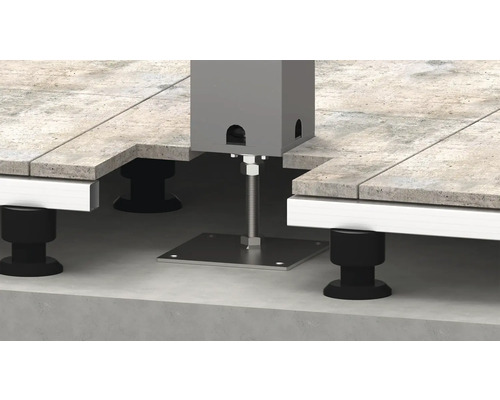 Výškovo nastaviteľná základná doska Konštrukcia terasového lôžka s dlaždicami