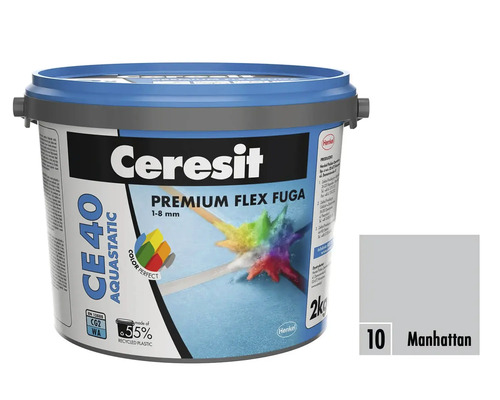 Škárovacia hmota CERESIT CE 40 Aquastatic 2 kg 10 manhattan Ceresit CE 40 Aquastatic Premium Flex škárovacia hmota, farba Manhattan, 2 kg