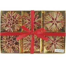 Darčekové balenie so šestnástimi slamenými hviezdami a mašľou