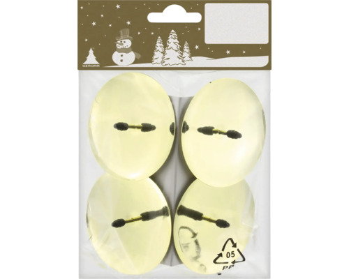 Bodec na čajovú sviečku kovový zlatý Ø6 cm 4 ks Štyri zlaté sviečky na vianočný stromček Geroma v balení