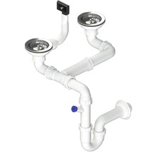 Umývadlový sifón pre dvojitý drez s prípojkou spotrebiča