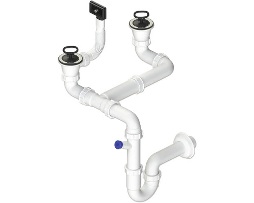 Dvojsifón 1 1/2" pre nerezové drezy SPNS1D Sifón pre dvojité umývadlo